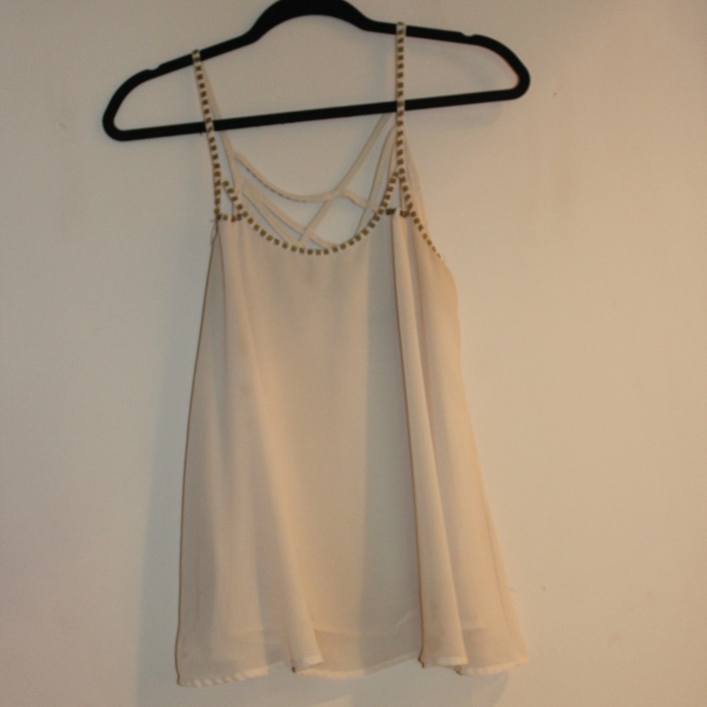 Cream Tank Top with Detailed Back